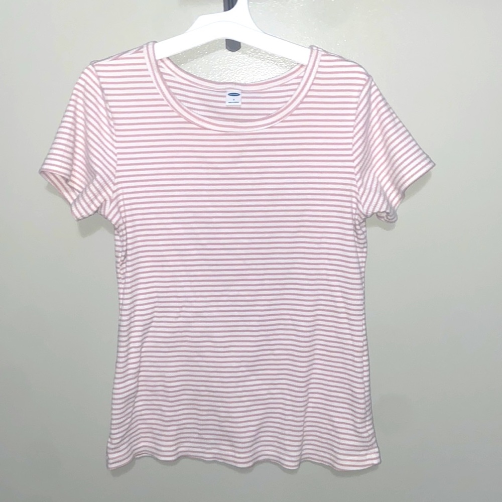 Old Navy striped pink and white shirt